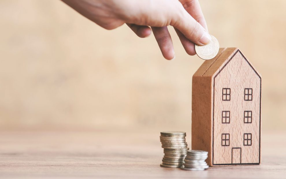 hand,of,someone,put,coin,to,house,money,box,with